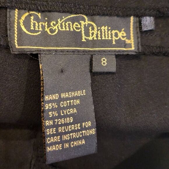 Christine Phillipe Vintage Black Pants with Side Faux Leather Lace Up Size 8 (49 - Picture 4 of 5
